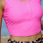 Fuchsia Pink Scoop Neck Wide Strap Two-Piece Swim Set