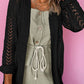 Openwork Open Front Long Sleeve Cardigan