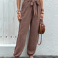 Tied High Waist Pants with Pockets