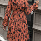 Tie-Waist Printed Pleated Mini Dress