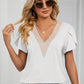 Contrast Trim Petal Sleeve V-Neck Top