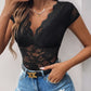 Perfee Lace V-Neck Cap Sleeve Bodysuit
