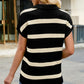 Striped Johnny Collar Cap Sleeve Sweater