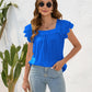 Full Size Ruffled Square Neck Cap Sleeve Blouse