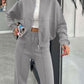 Baseball Collar Zip Up Outerwear and Drawstring Pants Set