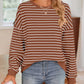 Lovelet Striped Round Neck Long Sleeve Sweatshirt