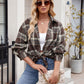 Pocketed Plaid Collared Neck Long Sleeve Shirt