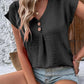 Full Size Decorative Button V-Neck Short Sleeve Blouse