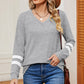 Striped V-Neck Long Sleeve T-Shirt