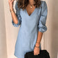 Full Size V-Neck Half Sleeve Mini Dress