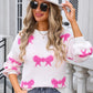 Bow Round Neck Dropped Shoulder Sweater