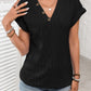 Openwork V-Neck Short Sleeve T-Shirt