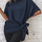 Knotted Round Neck Half Sleeve Blouse