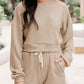 Ribbed Round Neck Long Sleeve Top and Shorts Set