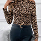 Leopard One Shoulder Long Sleeve T-Shirt