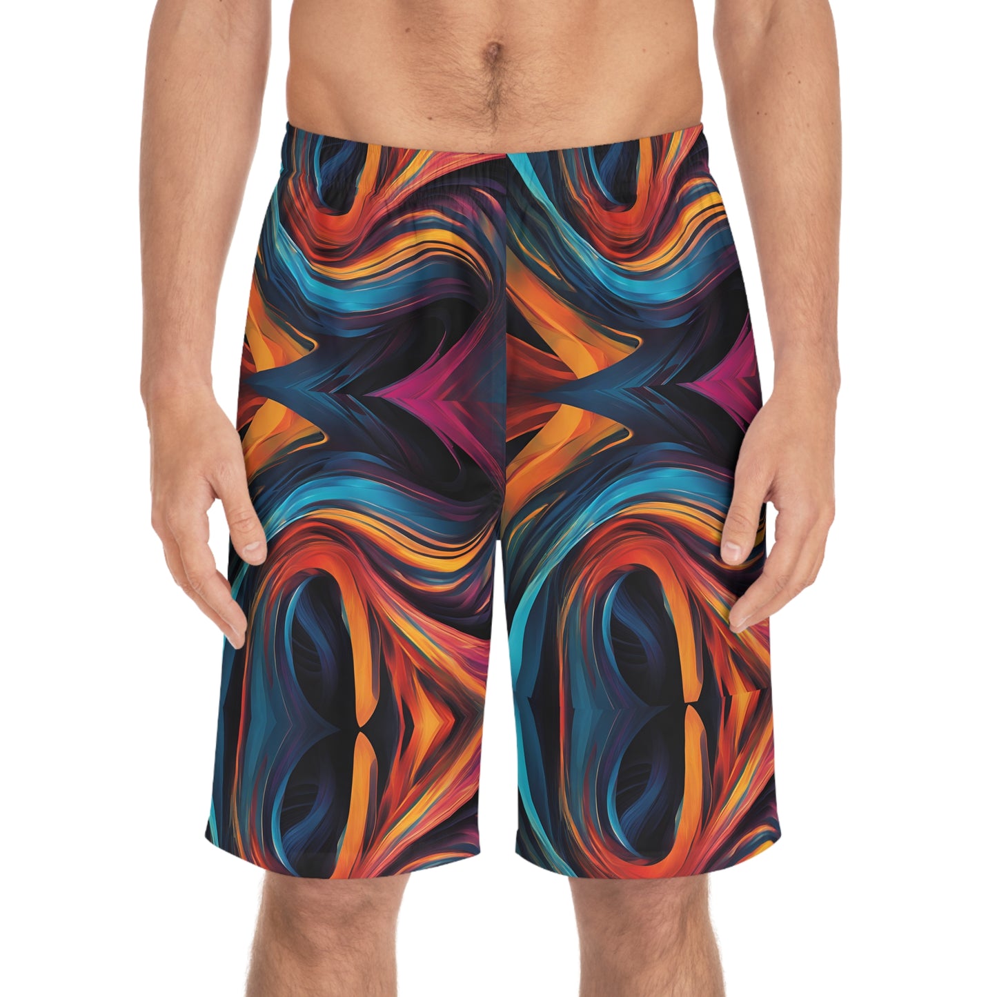 Men's Cool Abstract Orange Board Shorts (AOP) | Made to Order