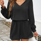 Cutout V-Neck Long Sleeve Mini Dress