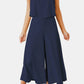 Round Neck Top and Wide Leg Pants Set