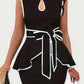 Plus Size Cutout Contrast Sleeveless Dress