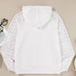 Drawstring Openwork Long Sleeve Hoodie