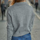 Pearl Trim Collared Neck Long Sleeve Cardigan