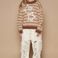POL Star Patch Stripe Round Neck Sweater