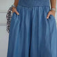 Full Size Smocked Wide Leg Pants with Pockets