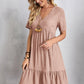 Full Size V-Neck Short Sleeve Mini Dress