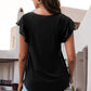 Full Size Ruffled Round Neck Cap Sleeve Blouse