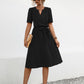 Tied Notched Short Sleeve Dress