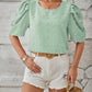 Full Size Swiss Dot Round Neck Short Sleeve Blouse