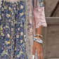 Full Size Lace Detail Printed Three-Quarter Sleeve Dress