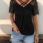 Lace Detail V-Neck Short Sleeve T-Shirt