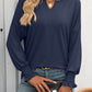 Textured Notched Lantern Sleeve T-Shirt