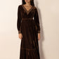 Lace Detail V-Neck Long Sleeve Maxi Dress
