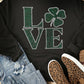 LOVE Rhinestone Clover Black Round Neck Sweatshirt