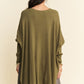 Davi & Dani High-Low Side Slit Batwing Sleeve Top