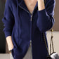 Drawstring Zip Up Long Sleeve Hooded Sweater