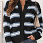 Striped Button Down Long Sleeve Cardigan