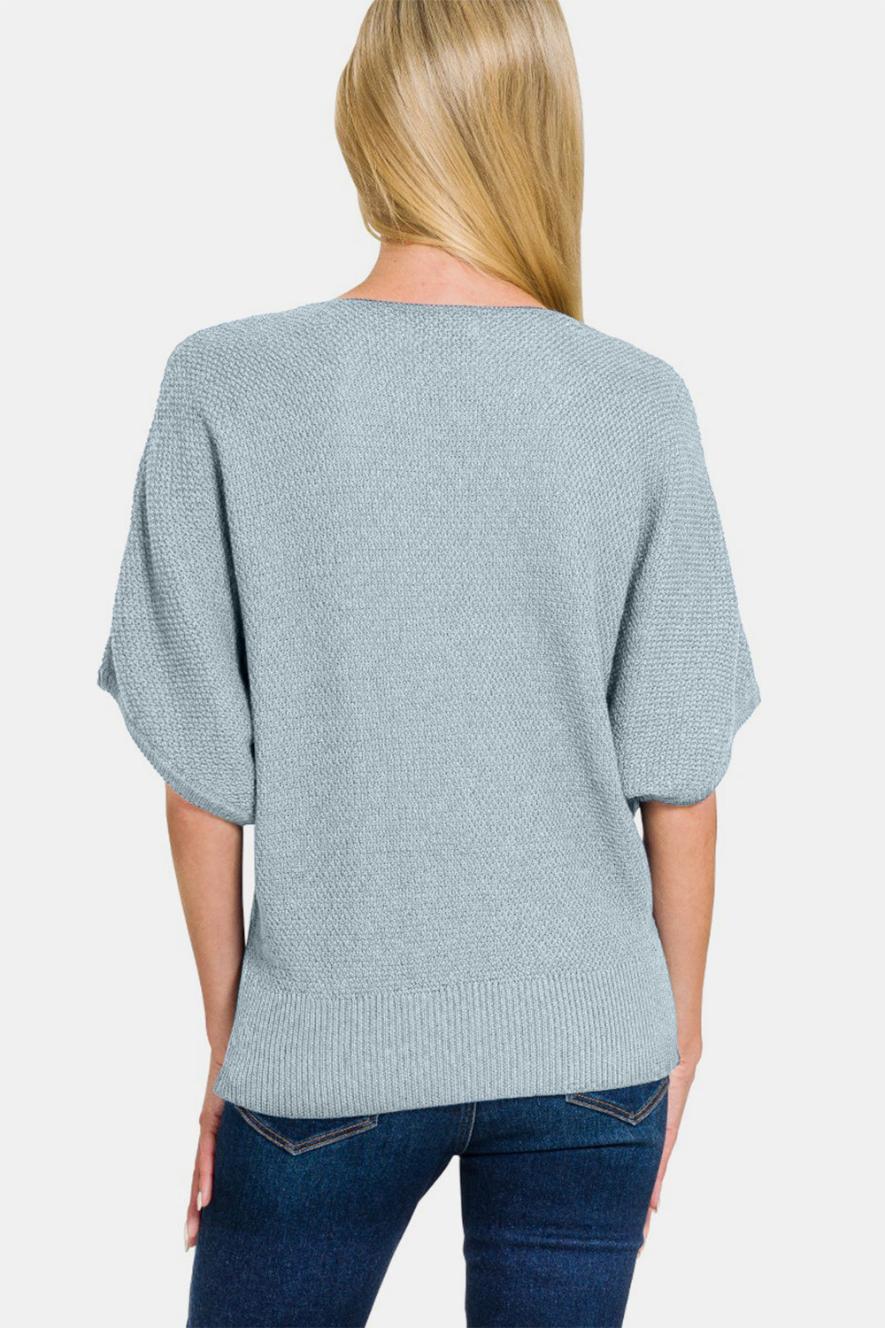 Zenana V-Neck Short Sleeve Dolman Sweater *