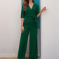 Surplice Half Sleeve Wide Leg Jumpsuit