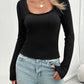 Devine Lace Detail Scoop Neck Long Sleeve T-Shirt