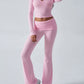 Devine Ruched Long Sleeve Top and Pants Set