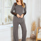 Lace Detail Long Sleeve Top and Pants Lounge Set