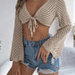 Sand n' Sun Openwork Tied Long Sleeve Knit Cover Up