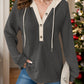 Full Size Waffle-Knit Contrast Long Sleeve Hoodie