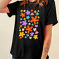 Flower Graphic Round Neck Short Sleeve T-Shirt