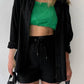 Full Size Texture Button Up Shirt and Drawstring Shorts Set
