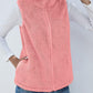 Full Size Fuzzy Zip Up Vest Coat with Pockets