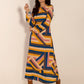 Contrast Round Neck Flare Sleeve Midi Dress